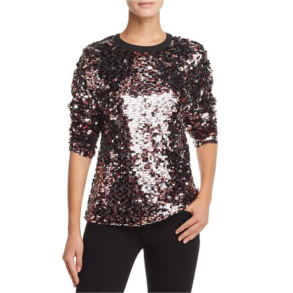 McQ Womens Sequined Pullover Blouse NWT